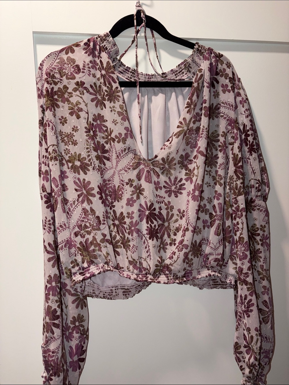 Free People Floral Blouse - Tie Neck
